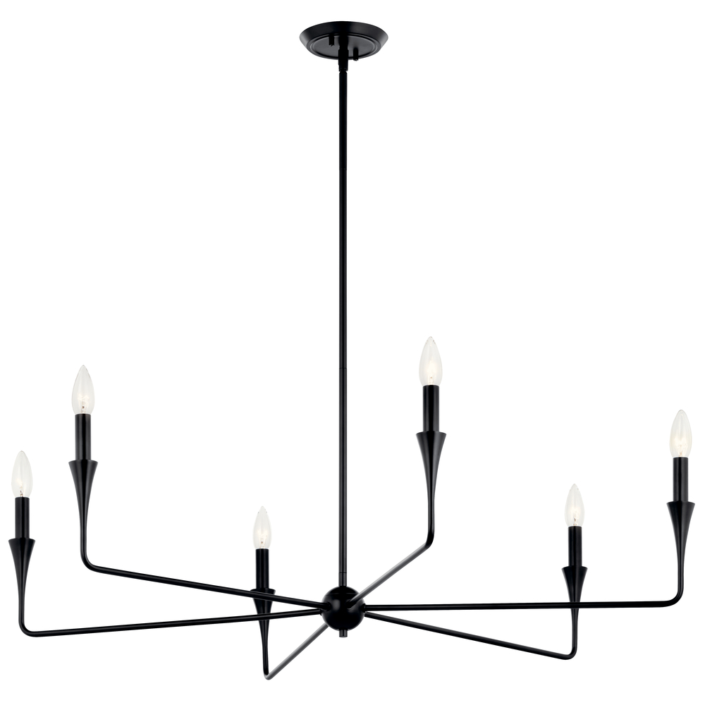 Alvaro 40 Inch 6 Light Chandelier in Black