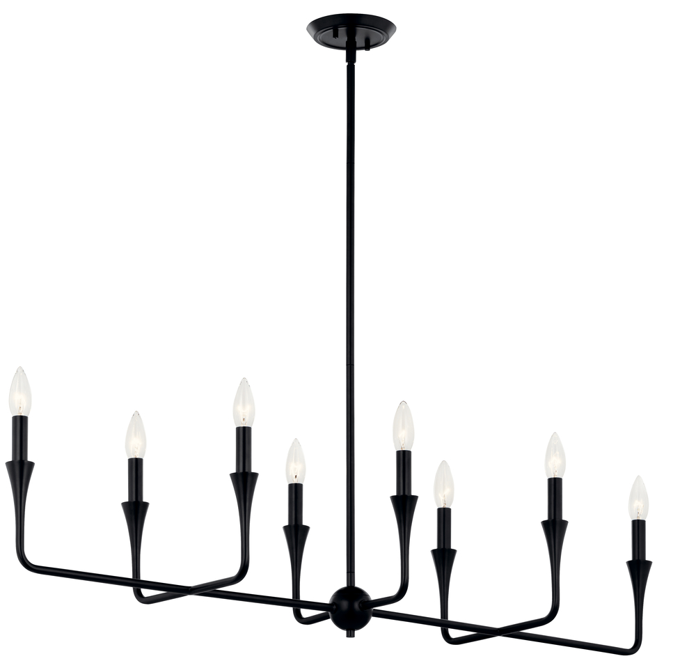 Alvaro 45.5 Inch 8 Light Linear Chandelier in Black