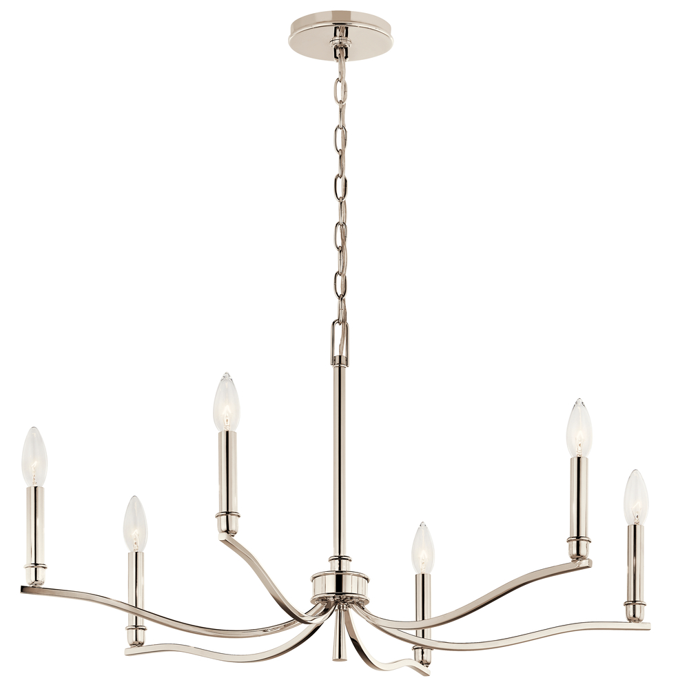 Malene 32 Inch 6 Light Chandelier in Polished Nickel