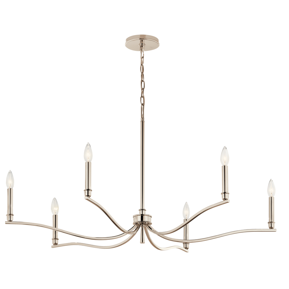 Malene 42 Inch 6 Light Chandelier in Polished Nickel