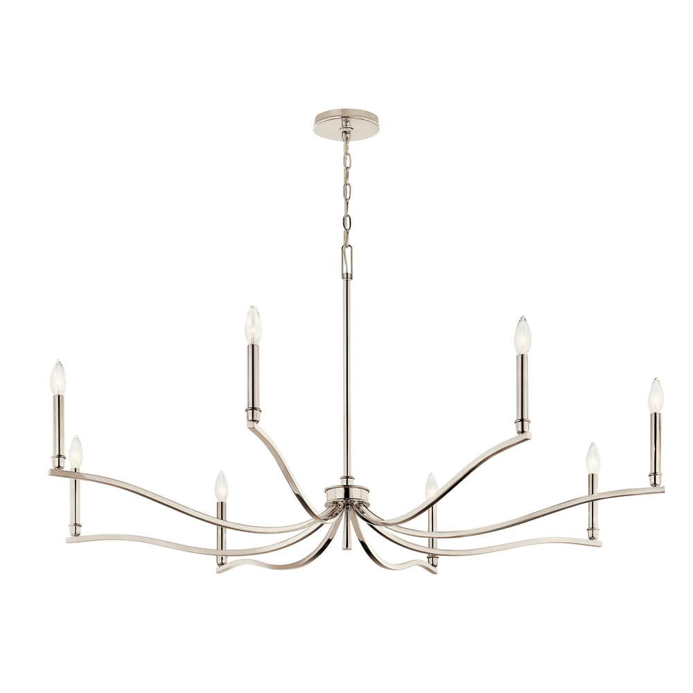 Malene 52 Inch 8 Light Chandelier in Polished Nickel