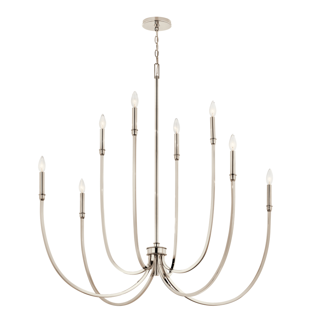 Malene 45.25 Inch 8 Light Foyer Chandelier in Polished Nickel