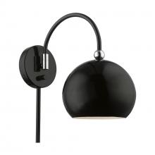 Livex Lighting 45489-68 - 1 Light Shiny Black with Polished Chrome Accents Swing Arm Wall Lamp