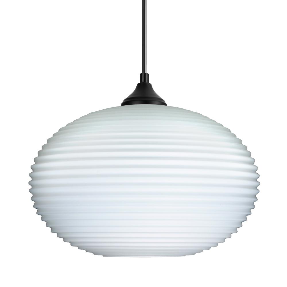 Besa Pendant Pape 12 Black Opal Ribbed 1x75W E26 Base