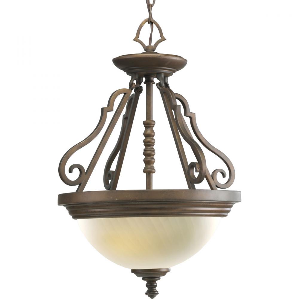 Three Light Copper Up Pendant