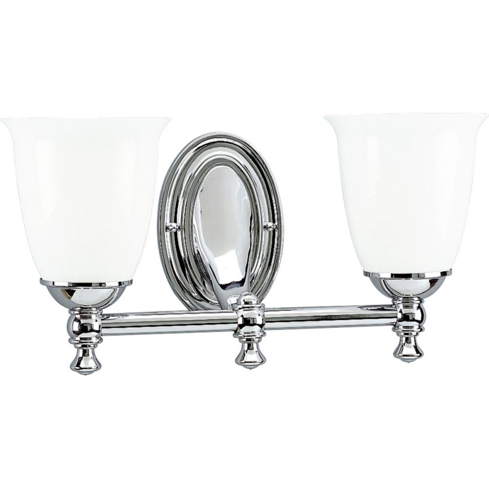 Victorian Collection Two-Light Polished Chrome White Opal Glass Farmhouse Bath Vanity Light