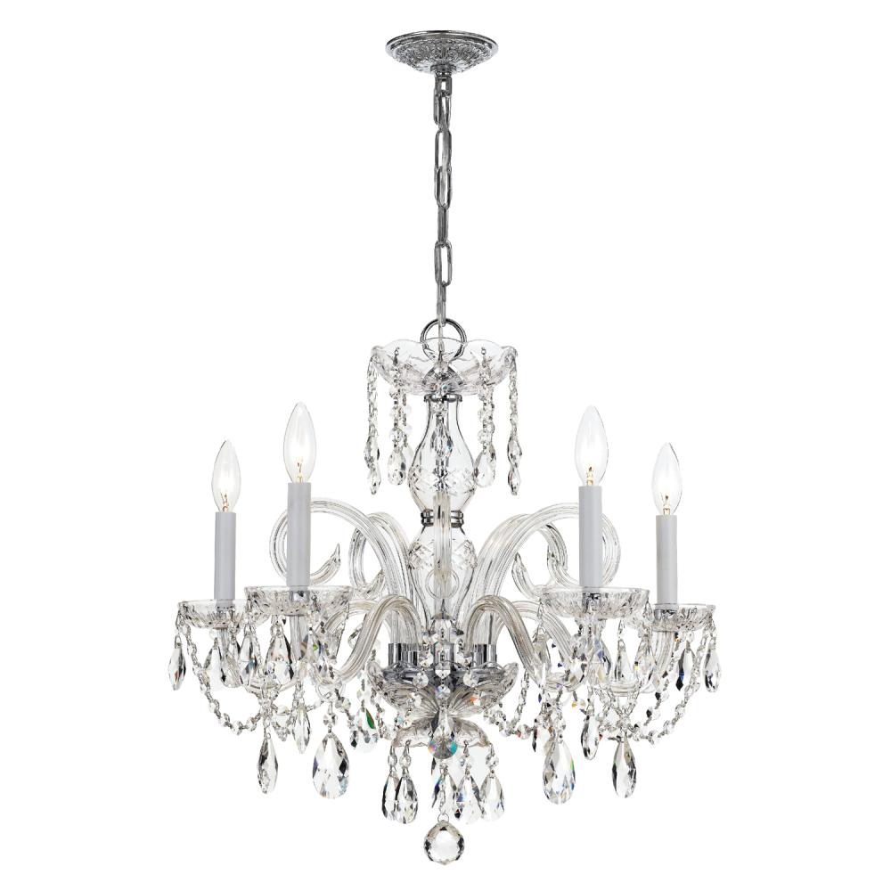 Traditional Crystal 5 Light Spectra Crystal Polished Chrome Chandelier