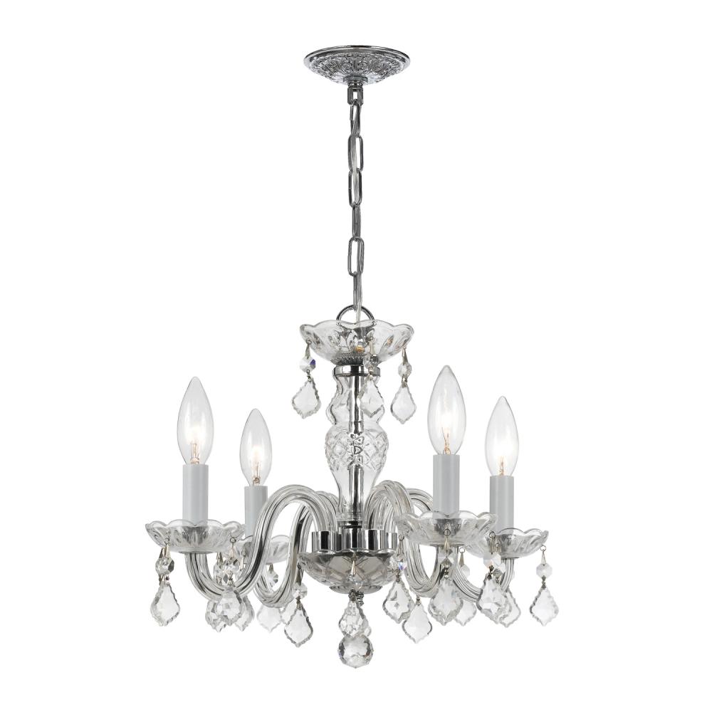 Traditional Crystal 4 Light Swarovski Strass Crystal Polished Chrome Mini Chandelier