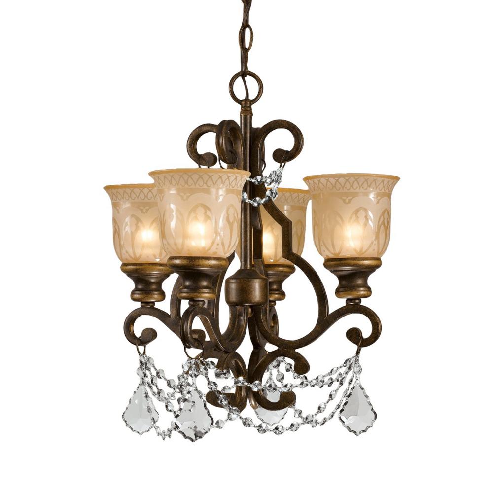 Norwalk 4 Light Spectra Crystal Bronze Umber Mini Chandelier