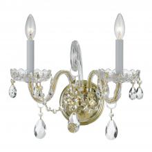 Crystorama 1032-PB-CL-SAQ - Traditional Crystal 2 Light Spectra Crystal Polished Brass Sconce