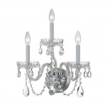 Crystorama 1033-CH-CL-SAQ - Traditional Crystal 3 Light Spectra Crystal Polished Chrome Sconce