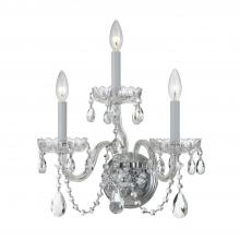 Crystorama 1033-CH-CL-S - Traditional Crystal 3 Light Swarovski Strass Polished Chrome Sconce