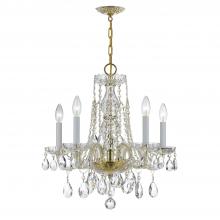Crystorama 1061-PB-CL-SAQ - Traditional Crystal 5 Light Spectra Crystal Polished Brass Chandelier