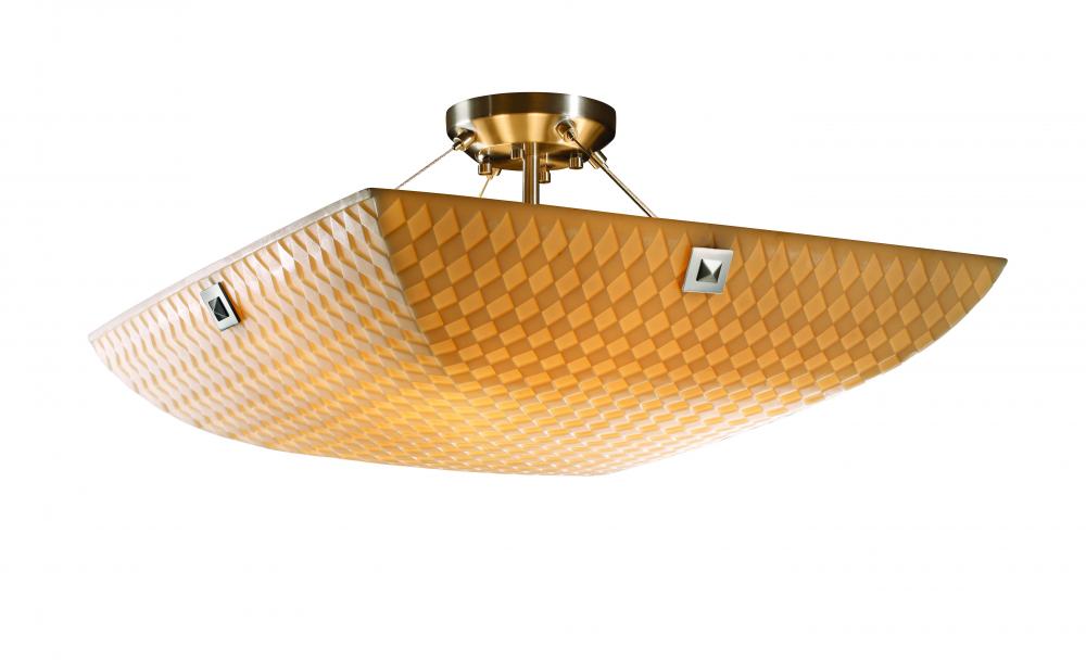 24" Semi-Flush Bowl w/ PAIR SQUARE W/ POINTS FINIALS