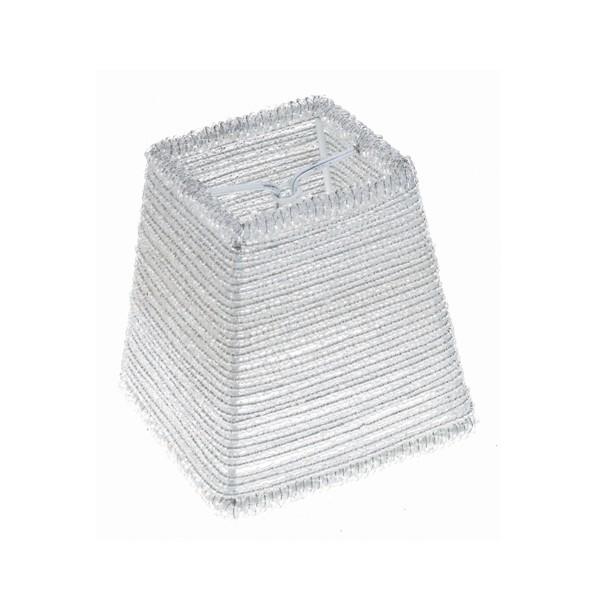 Clip On 3 Inch Shade; Beaded; Silver; Square Shape