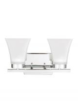 Seagull - Generation 4411602EN3-05 - Bayfield contemporary 2-light LED indoor dimmable bath vanity wall sconce in chrome silver finish wi