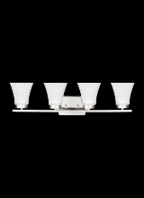 Seagull - Generation 4411604-05 - Bayfield contemporary 4-light indoor dimmable bath vanity wall sconce in chrome silver finish with s