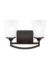Seagull - Generation 4424502-710 - Hanford traditional 2-light indoor dimmable bath vanity wall sconce in bronze finish with satin etch