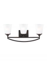 Seagull - Generation 4424503-710 - Hanford traditional 3-light indoor dimmable bath vanity wall sconce in bronze finish with satin etch