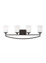 Seagull - Generation 4424504-710 - Hanford traditional 4-light indoor dimmable bath vanity wall sconce in bronze finish with satin etch