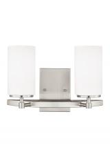 Seagull - Generation 4424602EN3-962 - Alturas contemporary 2-light LED indoor dimmable bath vanity wall sconce in brushed nickel silver fi