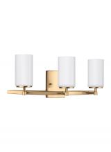 Seagull - Generation 4424603-848 - Alturas contemporary 3-light indoor dimmable bath vanity wall sconce in satin brass gold finish with