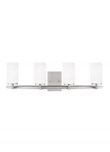Seagull - Generation 4424604-962 - Alturas contemporary 4-light indoor dimmable bath vanity wall sconce in brushed nickel silver finish