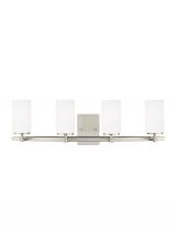Seagull - Generation 4424604EN3-962 - Alturas contemporary 4-light LED indoor dimmable bath vanity wall sconce in brushed nickel silver fi
