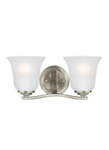 Seagull - Generation 4439002-962 - Emmons traditional 2-light indoor dimmable bath vanity wall sconce in brushed nickel silver finish w