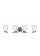 Seagull - Generation 4439004EN3-962 - Emmons traditional 4-light LED indoor dimmable bath vanity wall sconce in brushed nickel silver fini