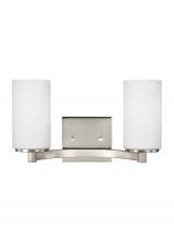Seagull - Generation 4439102-962 - Hettinger transitional 2-light indoor dimmable bath vanity wall sconce in brushed nickel silver fini