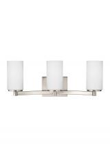 Seagull - Generation 4439103-962 - Hettinger transitional 3-light indoor dimmable bath vanity wall sconce in brushed nickel silver fini