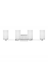 Seagull - Generation 4439104-05 - Hettinger transitional 4-light indoor dimmable bath vanity wall sconce in chrome silver finish with