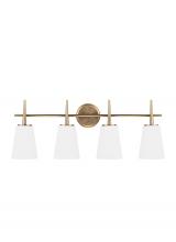 Seagull - Generation 4440404-848 - Driscoll contemporary 4-light indoor dimmable bath vanity wall sconce in satin brass gold finish wit
