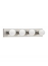 Seagull - Generation 4738-98 - Center Stage traditional 4-light indoor dimmable bath vanity wall sconce in brushed stainless silver