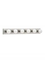 Seagull - Generation 4739-98 - Center Stage traditional 6-light indoor dimmable bath vanity wall sconce in brushed stainless silver