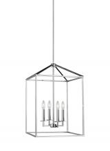 Seagull - Generation 5115004-05 - Perryton transitional 4-light indoor dimmable medium ceiling pendant hanging chandelier light in chr