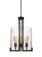Seagull - Generation 5126003-710 - Dawes transitional 3-light indoor dimmable ceiling pendant hanging chandelier pendant light in bronz