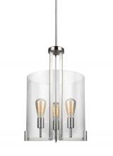 Seagull - Generation 5126003-962 - Dawes transitional 3-light indoor dimmable ceiling pendant hanging chandelier pendant light in brush