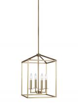 Seagull - Generation 5215004-848 - Perryton transitional 4-light indoor dimmable small ceiling pendant hanging chandelier light in sati