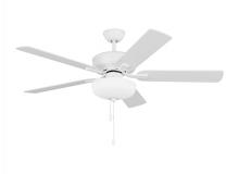 Seagull - Generation 5LDDC52RZWD - Linden 52'' traditional dimmable LED indoor matte white ceiling fan with light kit and rever