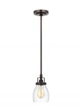 Seagull - Generation 6114501-710 - Belton transitional 1-light indoor dimmable ceiling hanging single pendant light in bronze finish wi