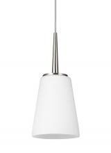 Seagull - Generation 6140401-962 - Driscoll contemporary 1-light indoor dimmable ceiling hanging single pendant light in brushed nickel