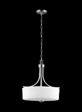 Seagull - Generation 6528803-962 - Canfield modern 3-light indoor dimmable ceiling pendant hanging chandelier pendant light in brushed