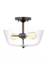 Seagull - Generation 7714502-710 - Belton transitional 2-light indoor dimmable ceiling semi-flush mount in bronze finish with clear see