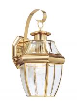 Seagull - Generation 8067-02 - Lancaster traditional 1-light outdoor exterior large wall lantern sconce in polished brass gold fini