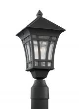 Seagull - Generation 82131-12 - Herrington transitional 1-light outdoor exterior post lantern in black finish with clear seeded glas