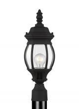 Seagull - Generation 82202-12 - Wynfield traditional 1-light outdoor exterior small post lantern in black finish with clear beveled