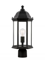 Seagull - Generation 8238601-12 - Sevier traditional 1-light outdoor exterior medium post lantern in black finish with clear glass pan