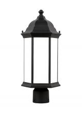 Seagull - Generation 8238651-12 - Sevier traditional 1-light outdoor exterior medium post lantern in black finish with satin etched gl